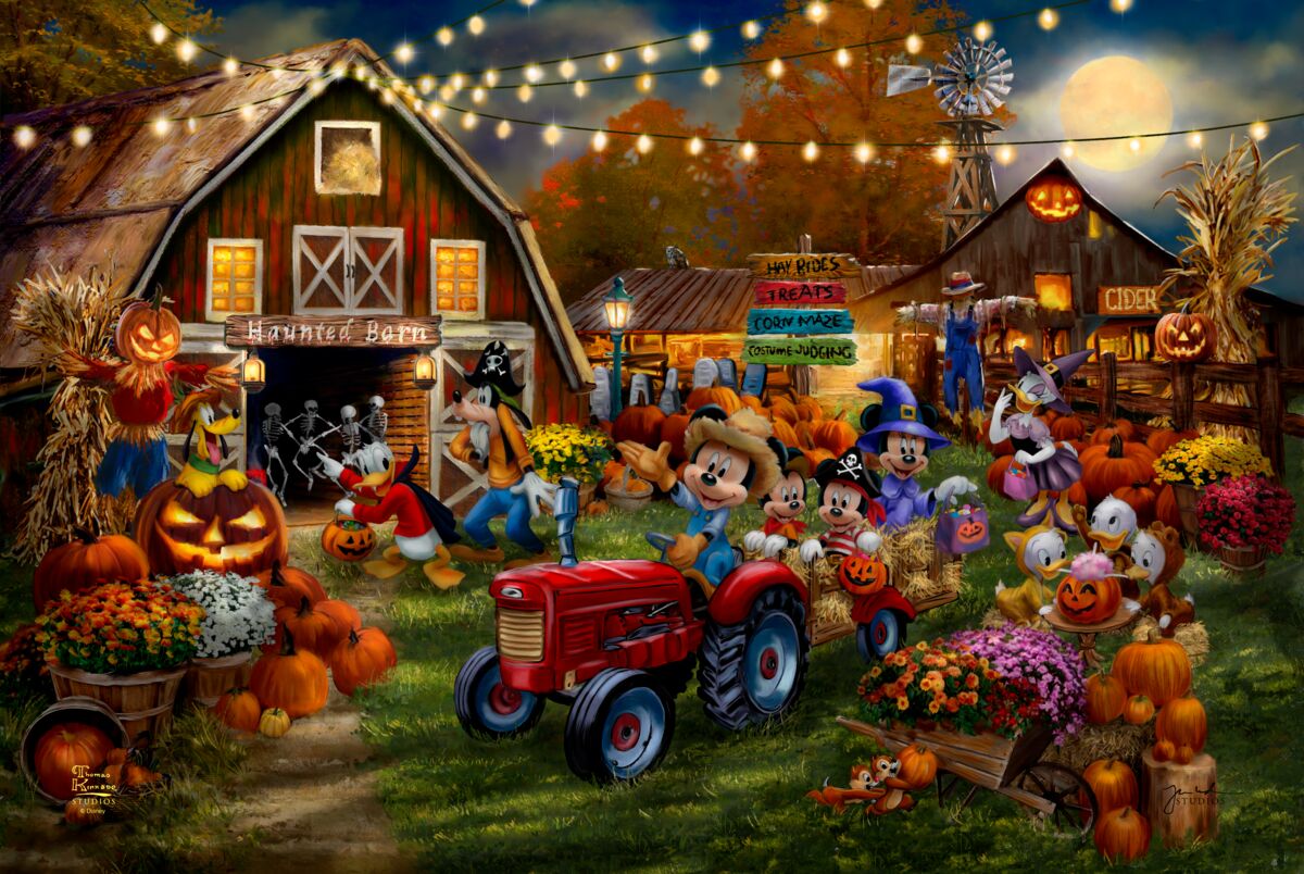 Disney Mickey And Minnie Pumpkin Festival Thomas Kinkade Studios disney-mickey-and-minnie-pumpkin-festival-thomas-kinkade-studios