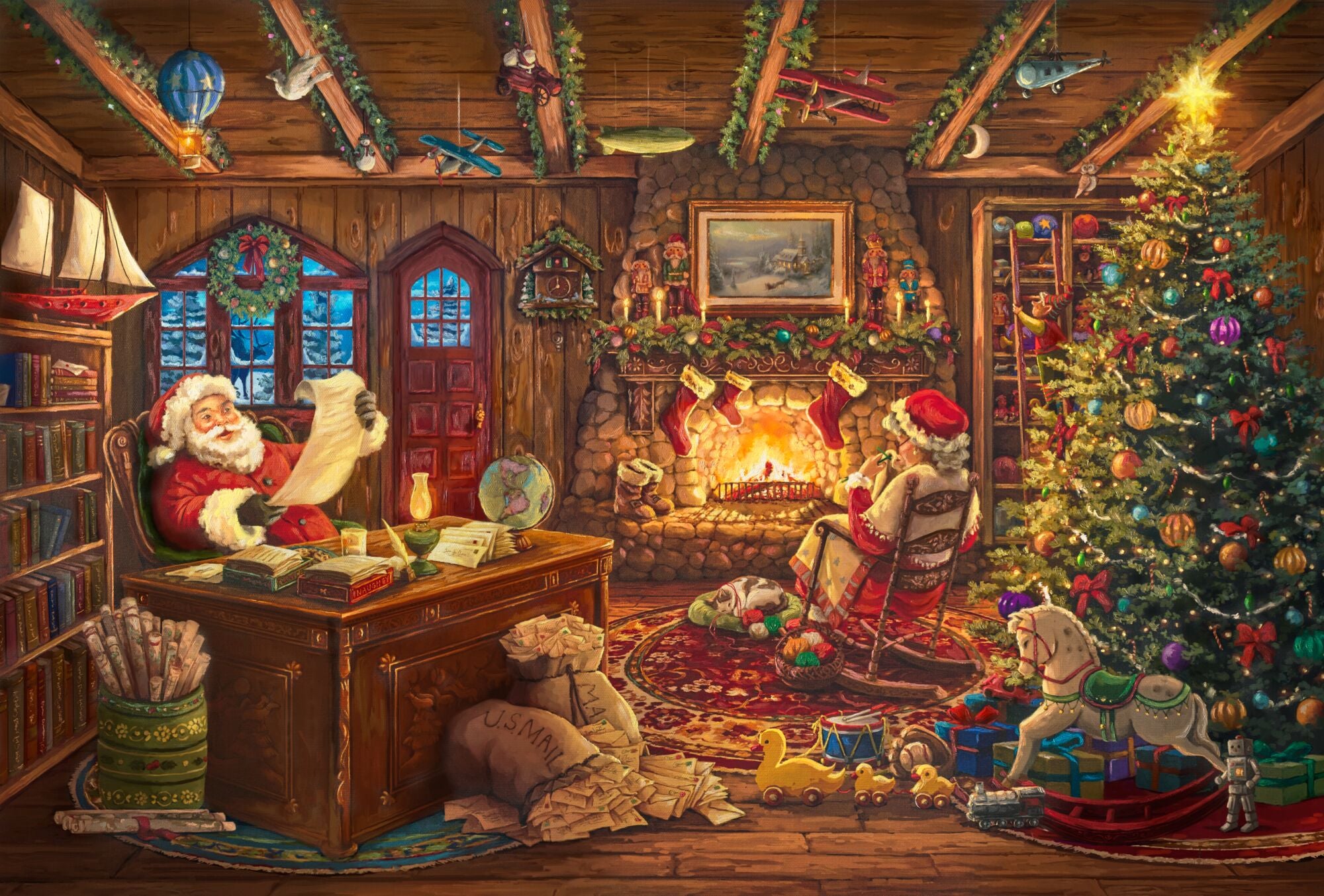 Santa Checking His List By Thomas Kinkade Studios santa-checking-his-list-by-thomas-kinkade-studios