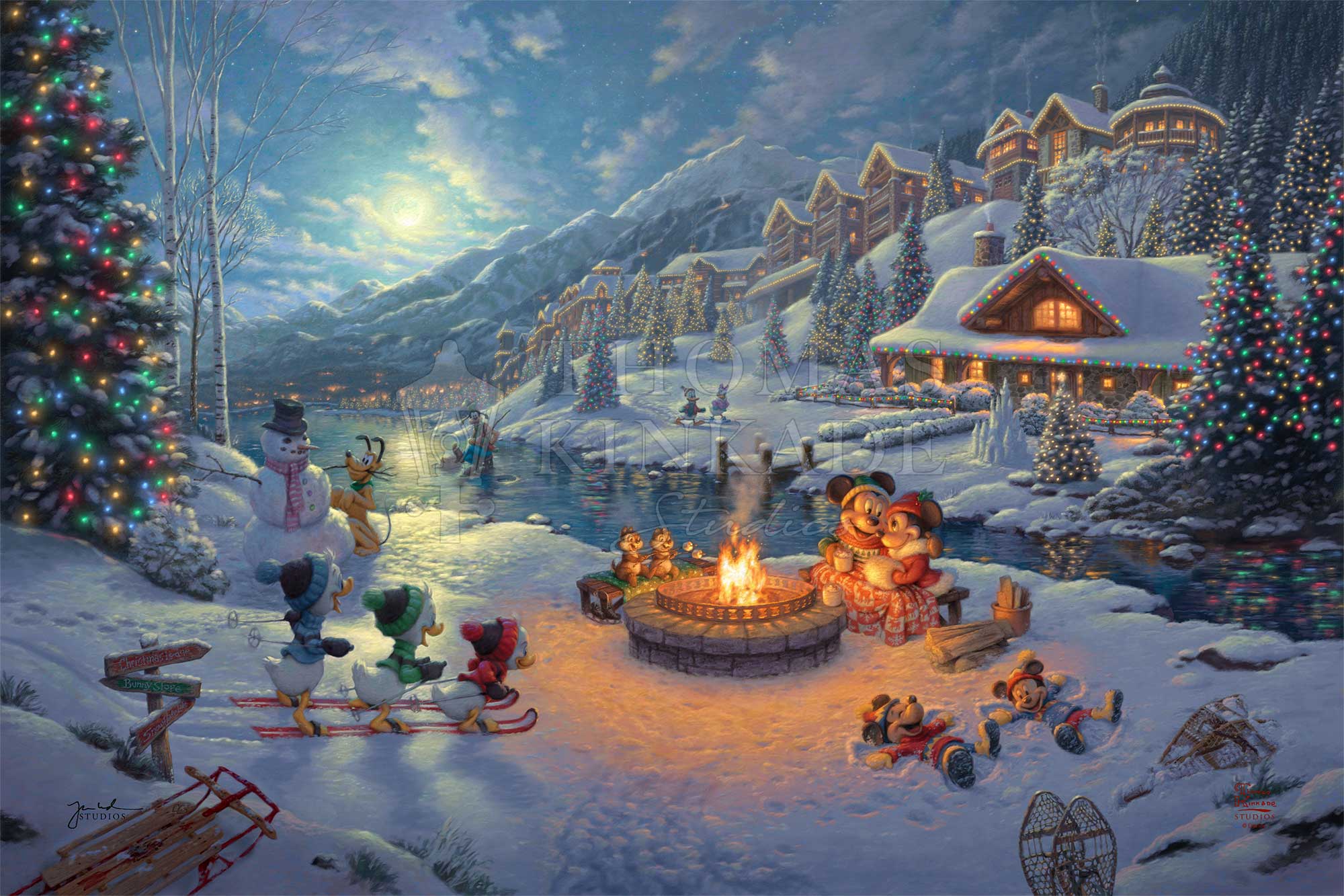 Disney christmas, disney, merry christmas, miki mouse, snowflake, winter,  xmas, HD wallpaper