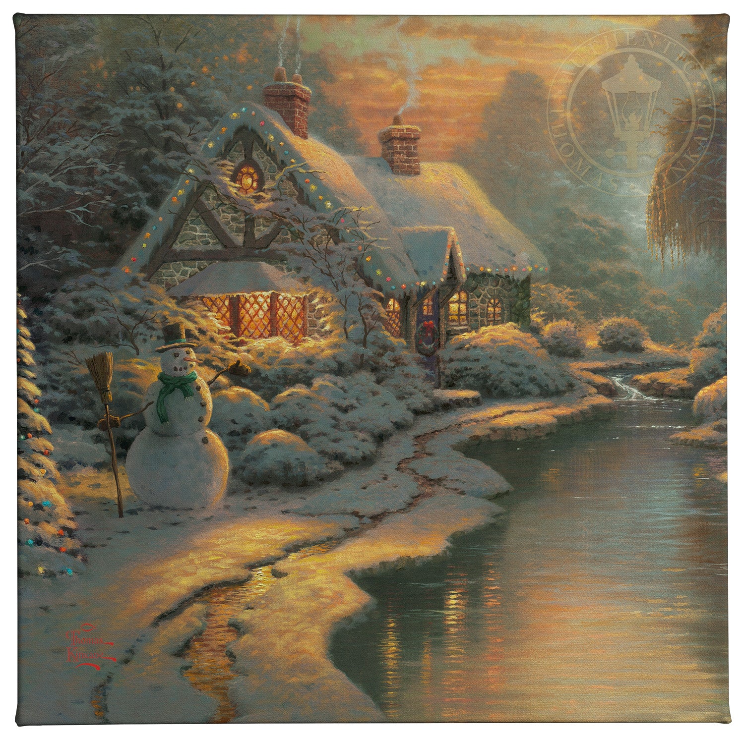 Hand-Painted Village Christmas Set Inspired By Thomas Kinkade Art