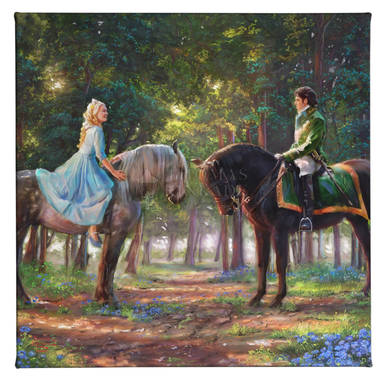 Thomas Kinkade Romance Awakens - 14 inch x 14 inch Gallery Wrapped Canvas