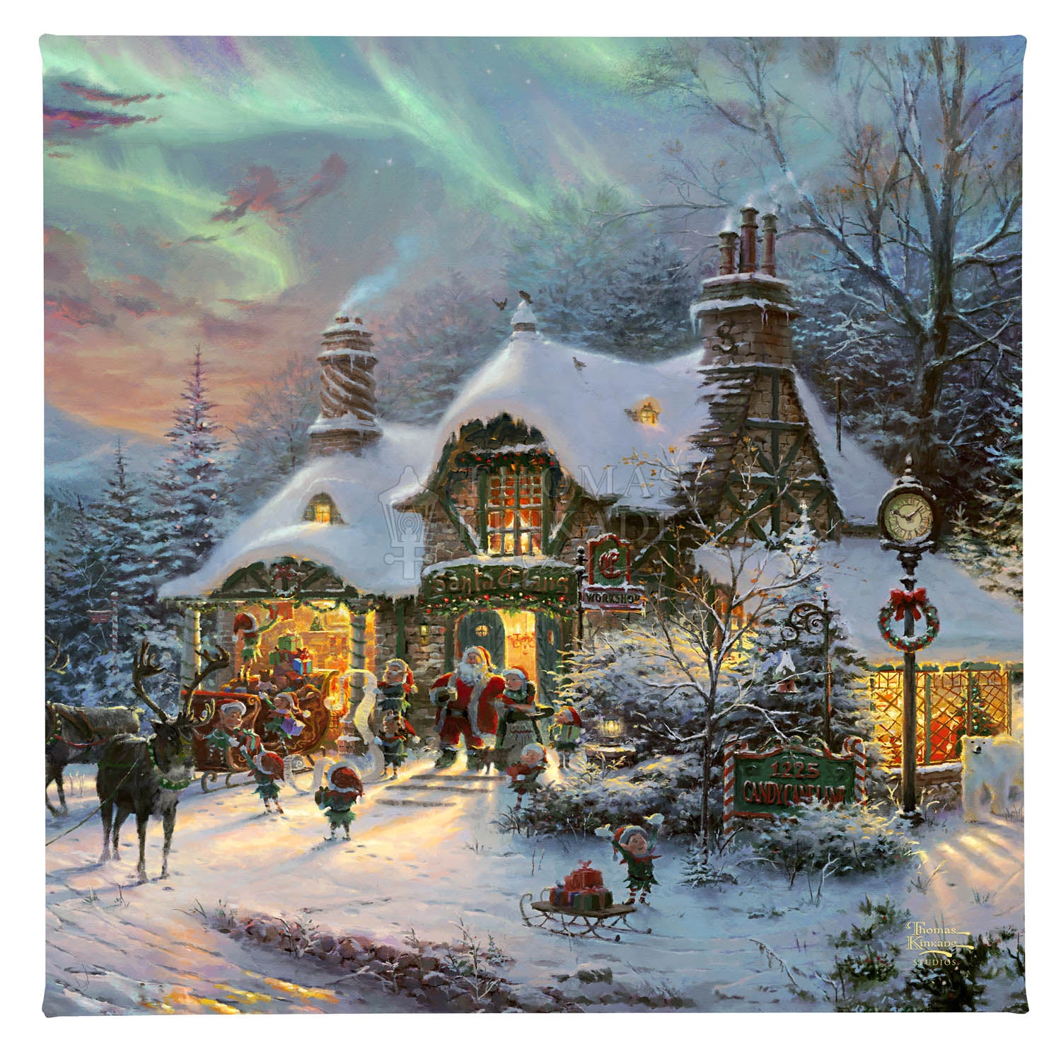 Santa's Night Before Christmas - 14' x 14' Gallery Wrapped Canvas – Thomas Kinkade Studios