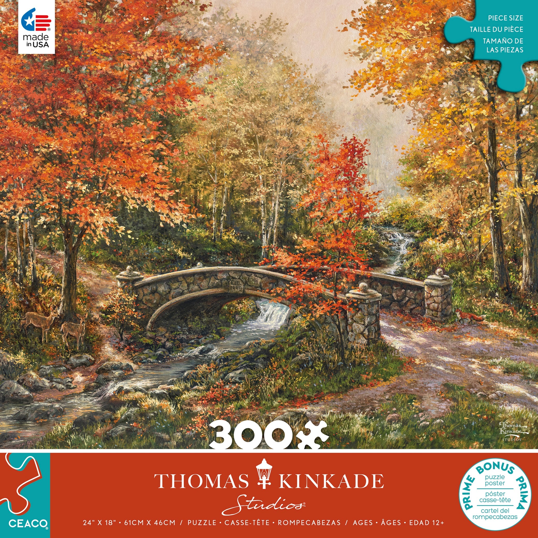 Ceaco Puzzle featuring Fall at Fox Creek Bridge by Thomas Kinkade Stud ...