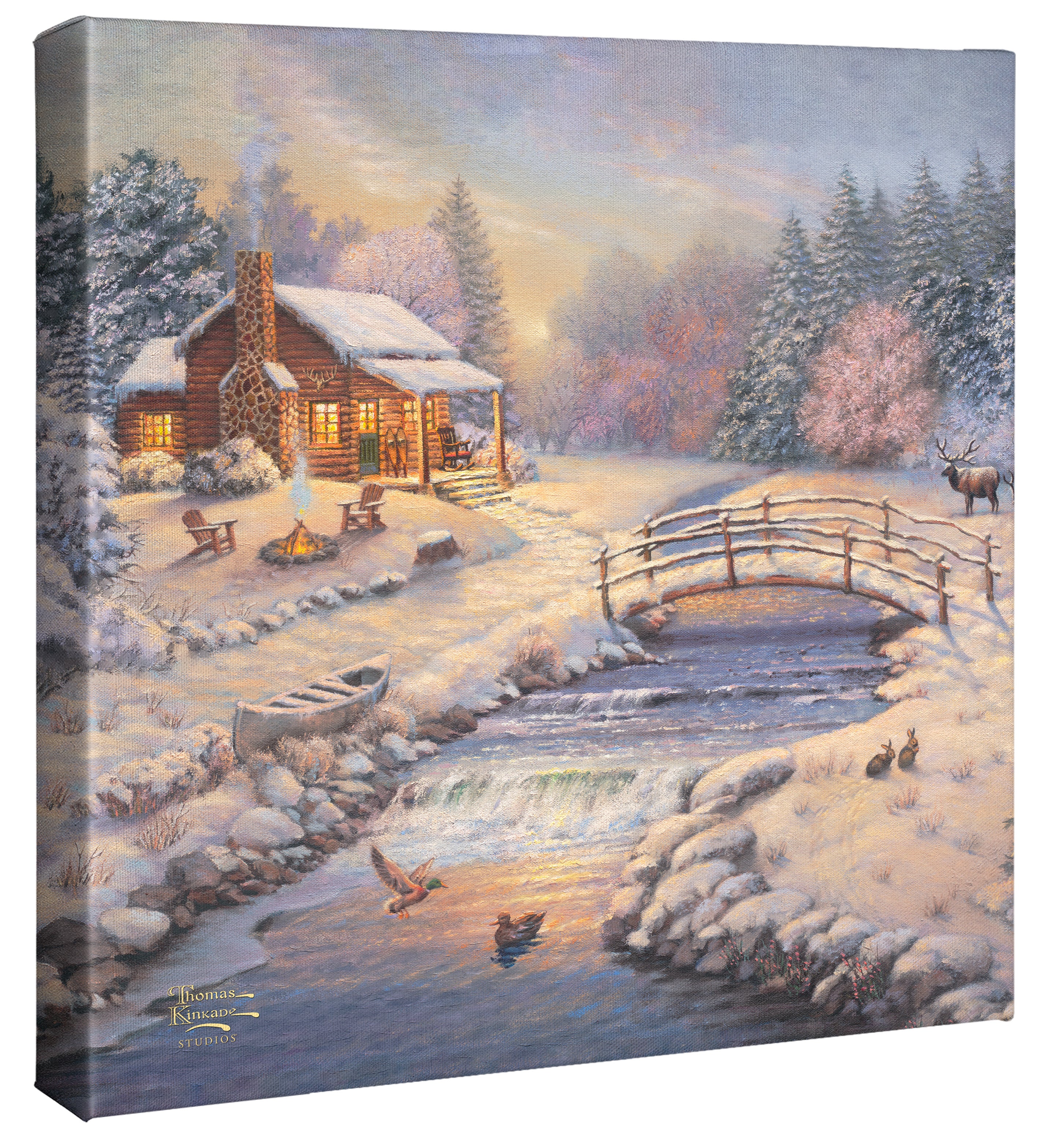 A Winter Retreat 14 X 14 Gallery Wrapped Canvas Thomas Kinkade   161870 A 20Winter 20Retreat 20 2014x14 Mocked CGW 