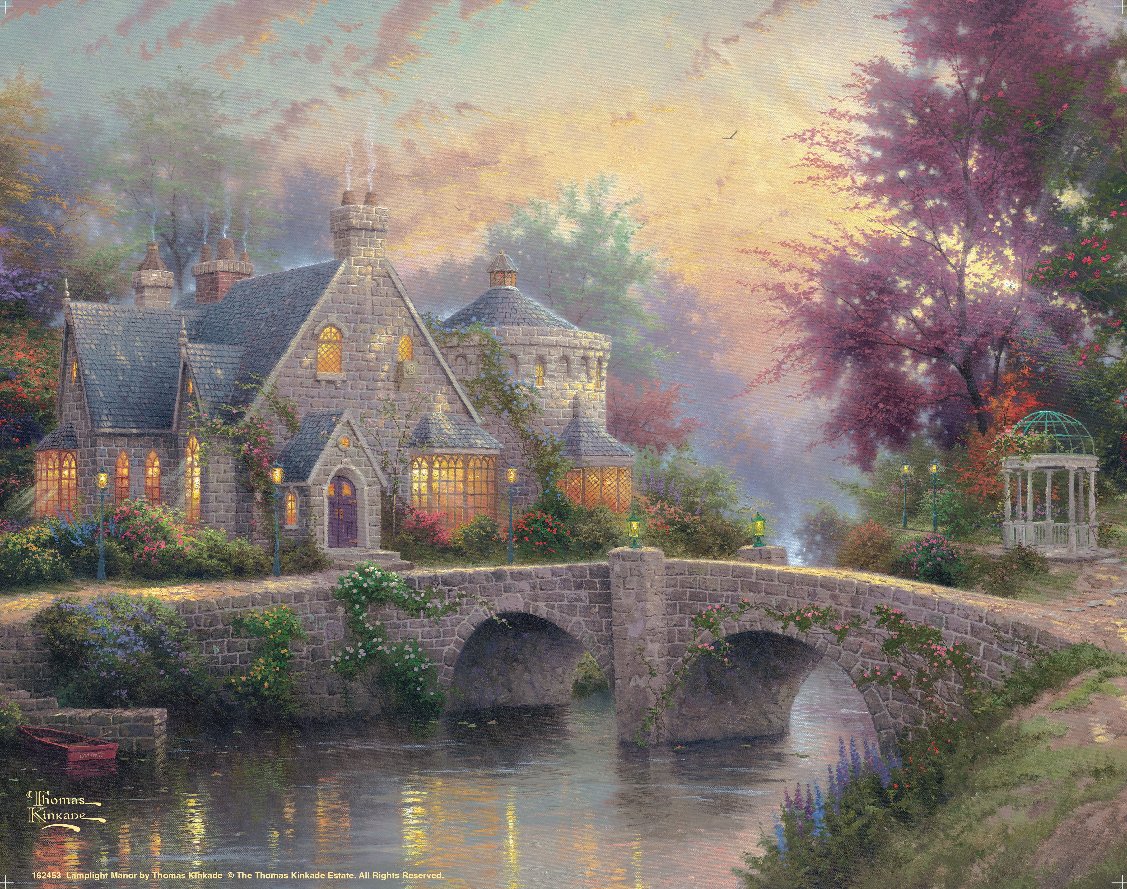 Thomas Kinkade print: Lamplight Manor with certificate of sold authenticity