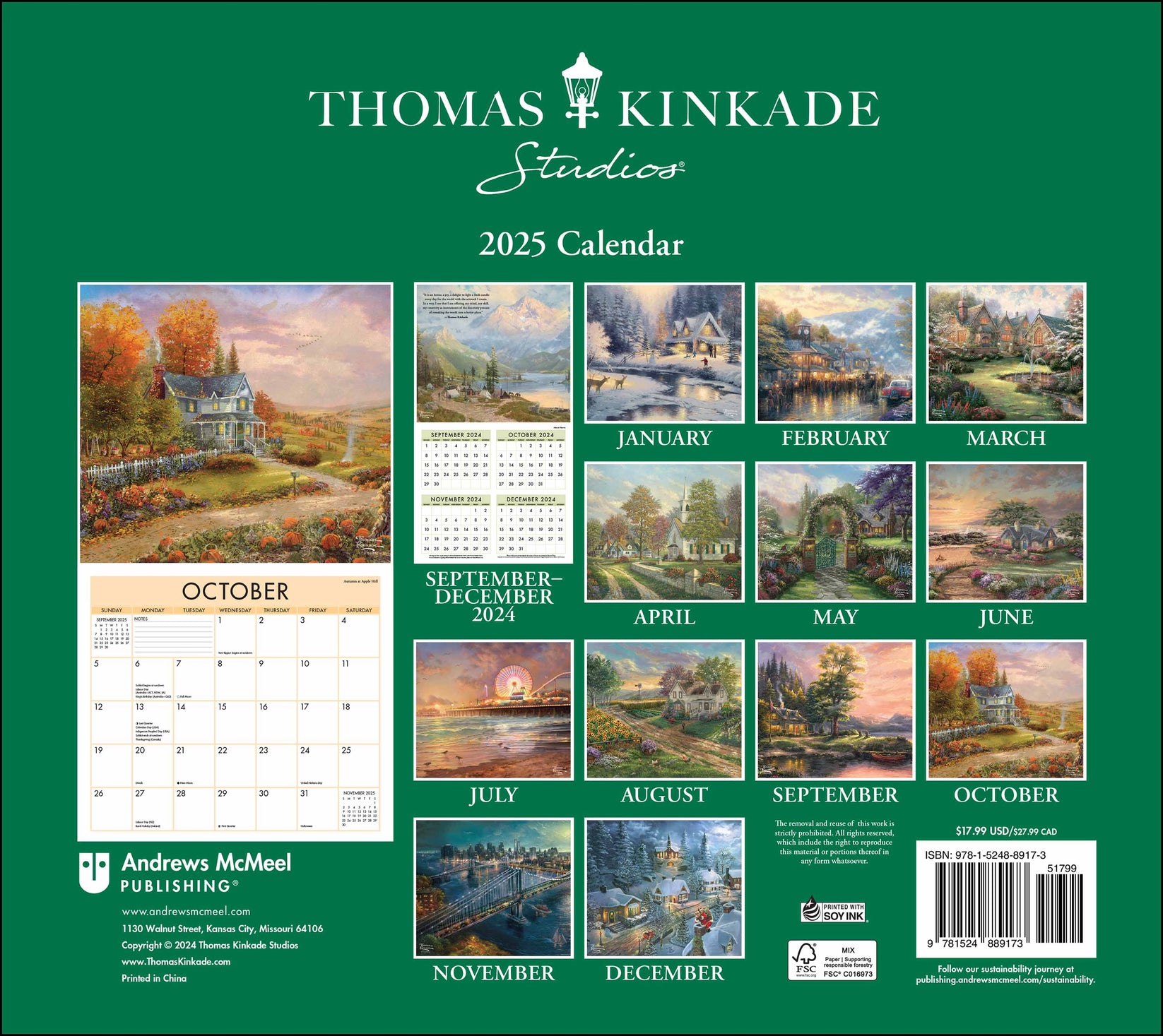 Thomas Kinkade Studios 2025 Deluxe Wall Calendar