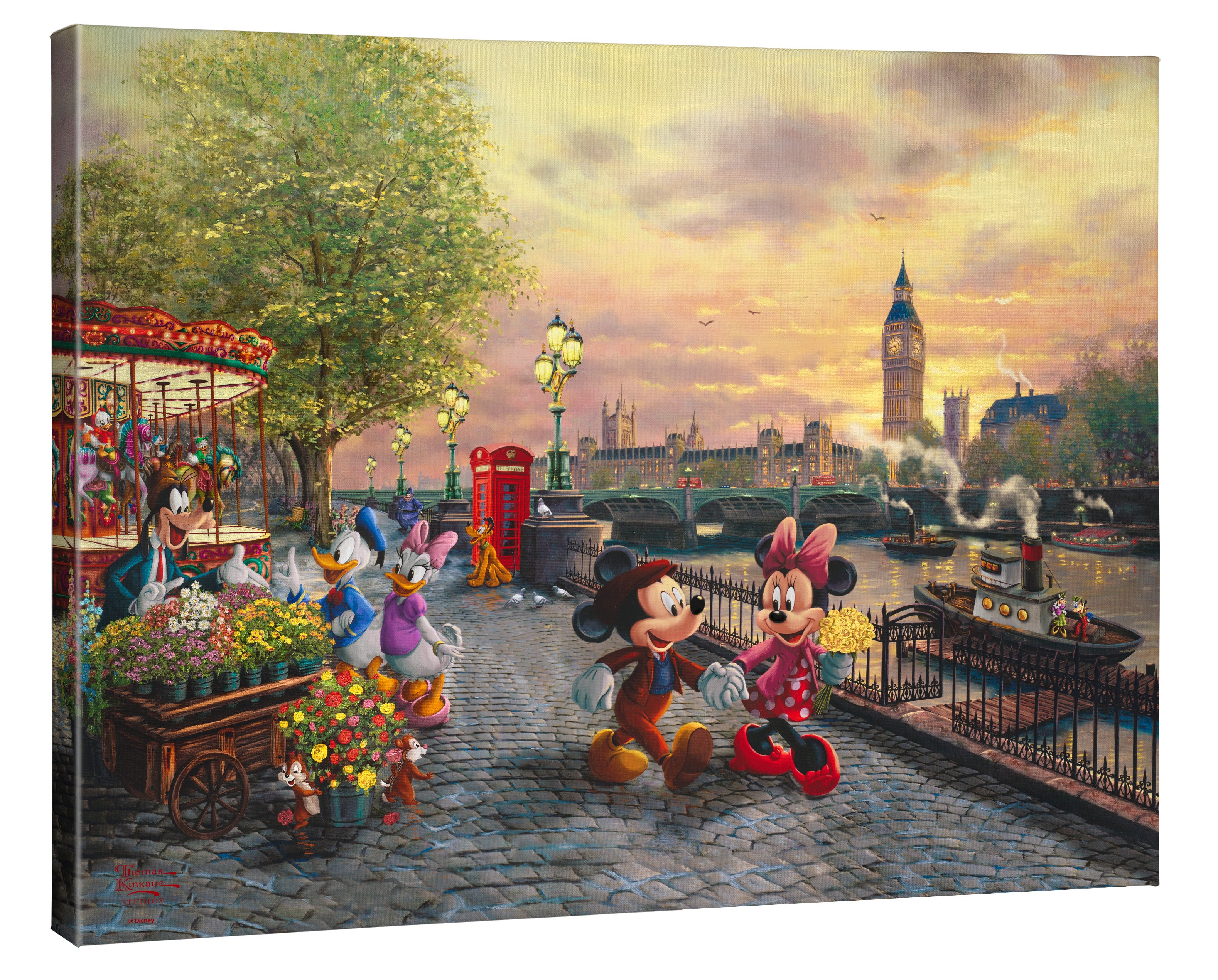 Paris Mickey and Minnie Mouse deals Thomas Kinkade canvas