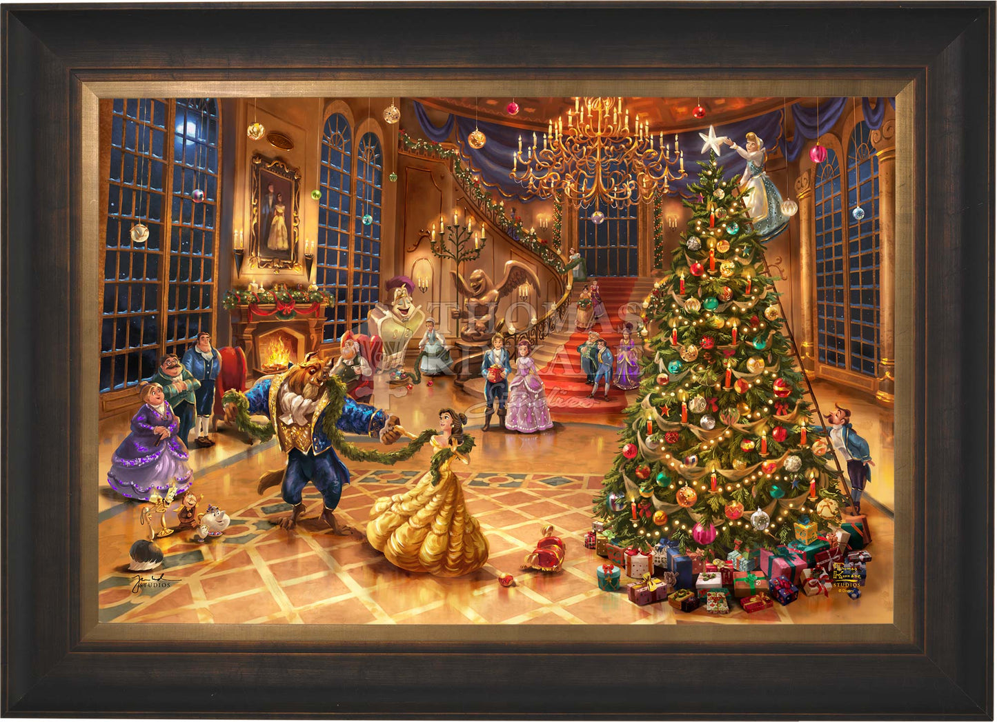 Beauty and the Beast Belle and Beast Dancing Art Framed Textured Picture  Print