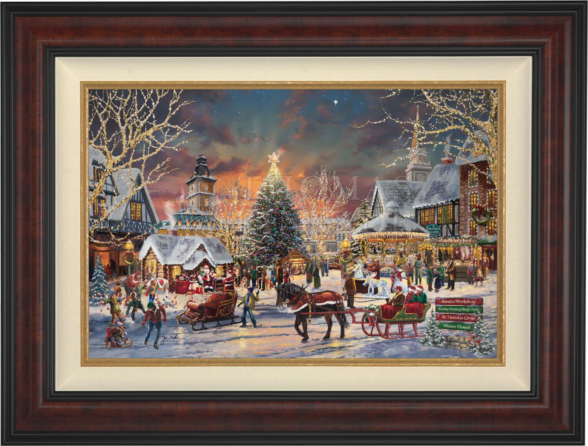 *RARE* The Christmas Festival Framed Estate Edition Canvas Burl 24