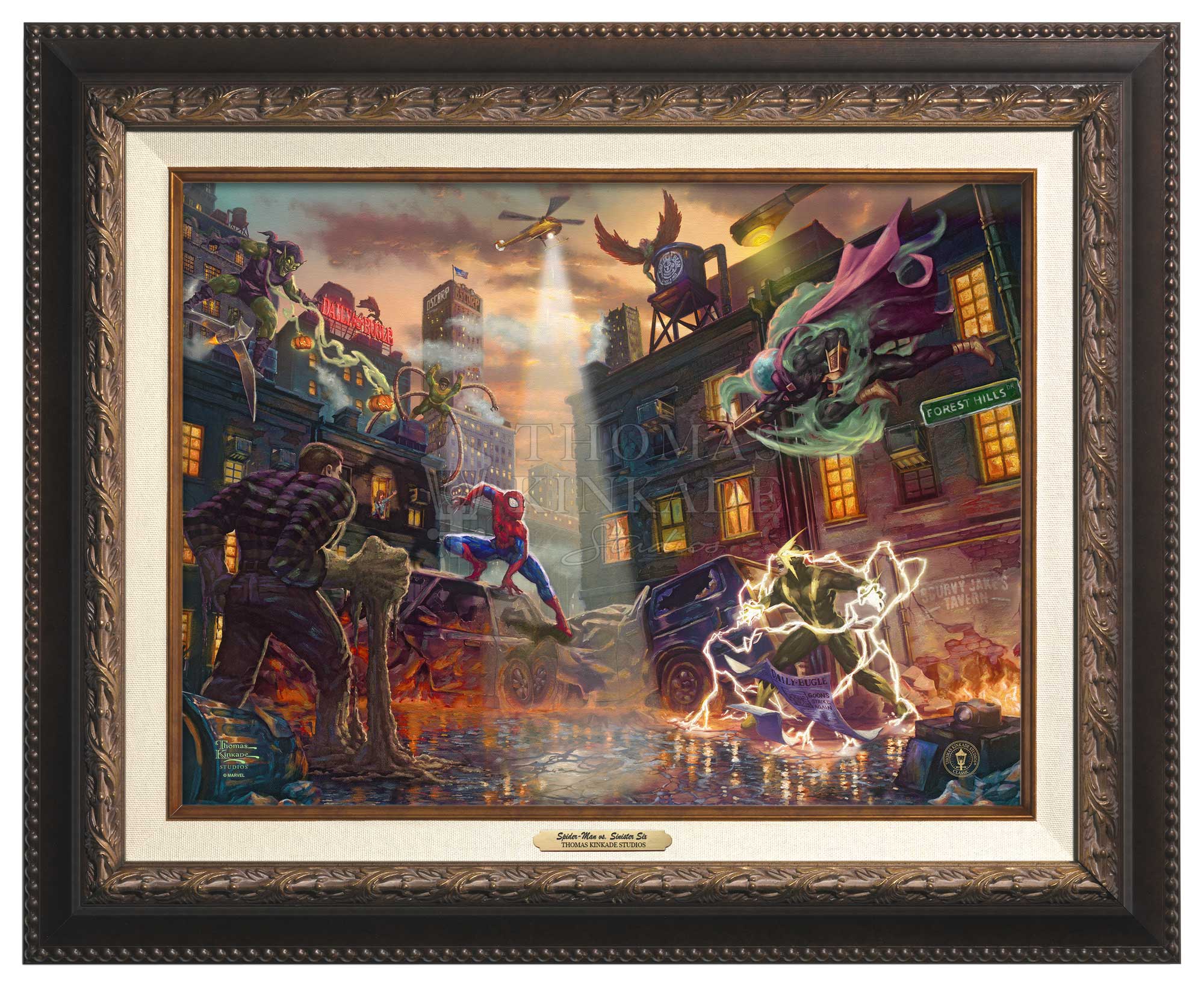 Spider-Man vs The Sinister Six by top Thomas Kinkade 11x14