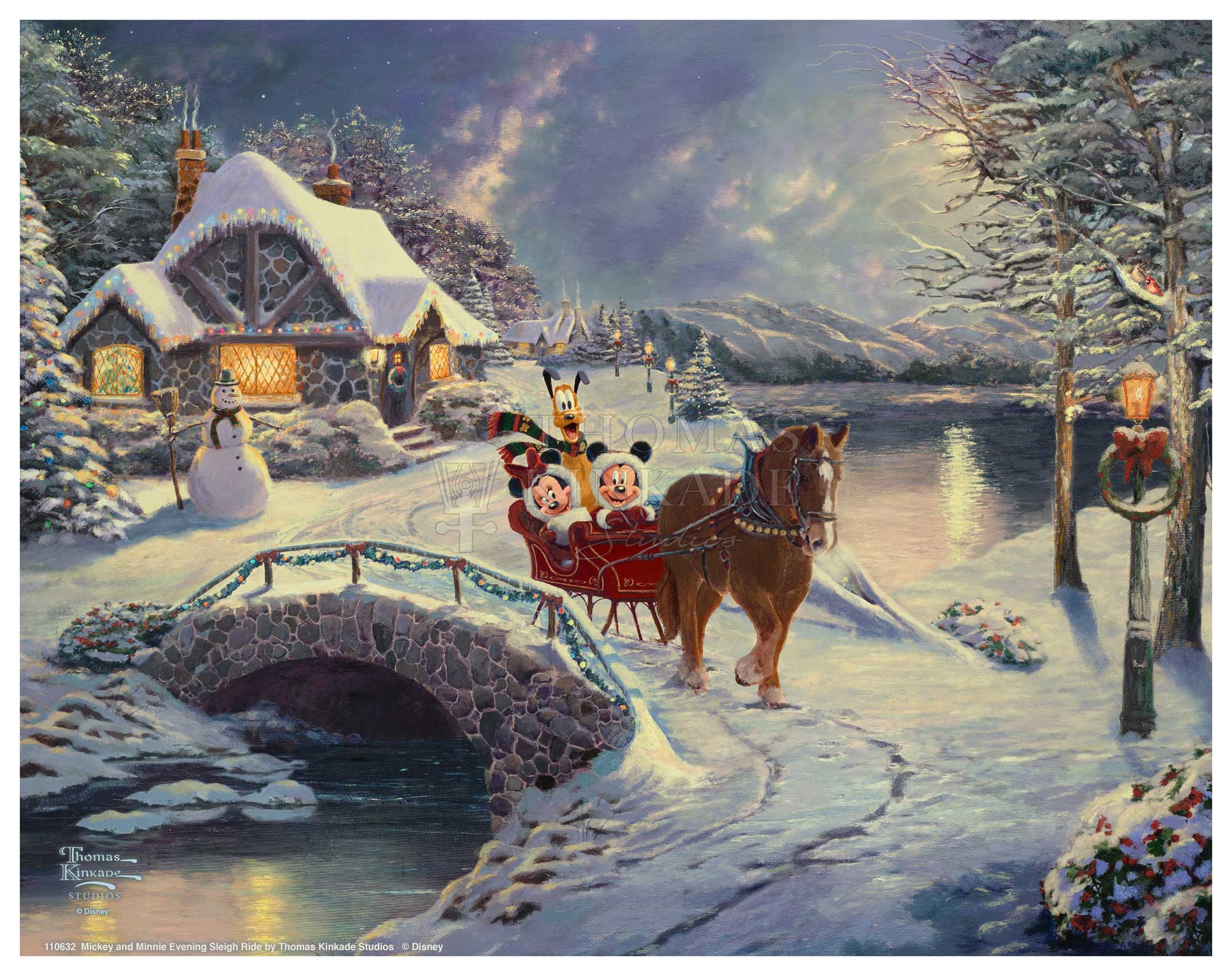 Disney Mickey and Minnie Evening Sleigh Ride - Art Prints