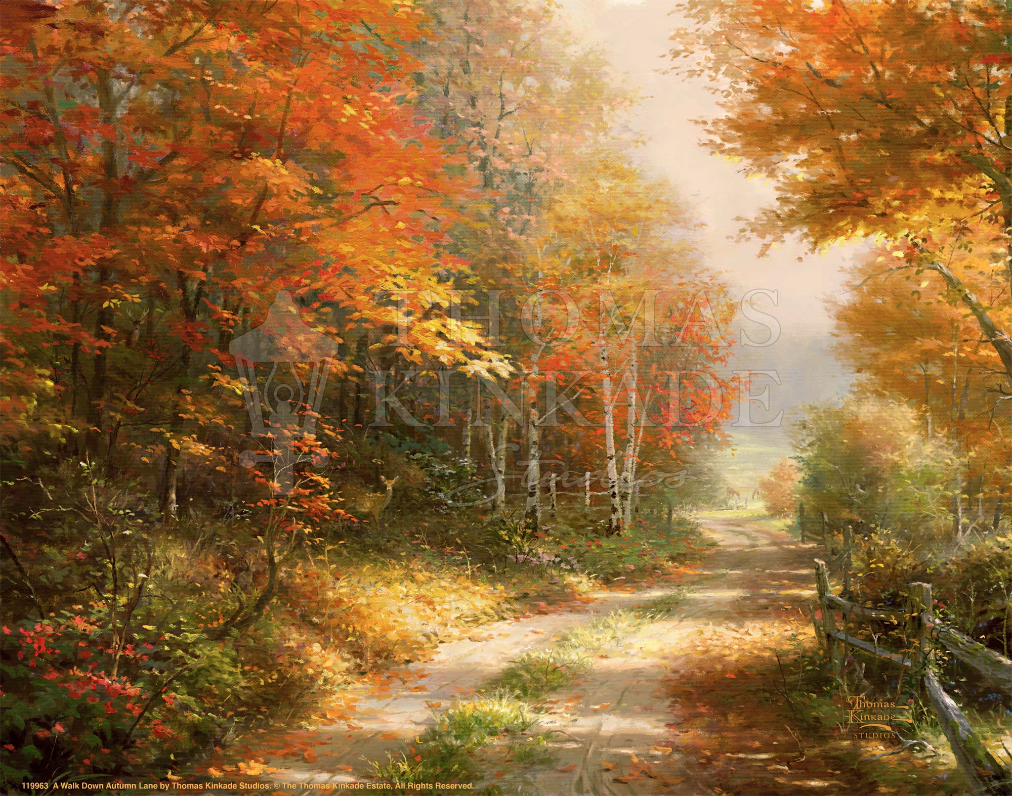 A Walk Down Autumn Lane - Art Prints - Unframed Art Print – Thomas ...