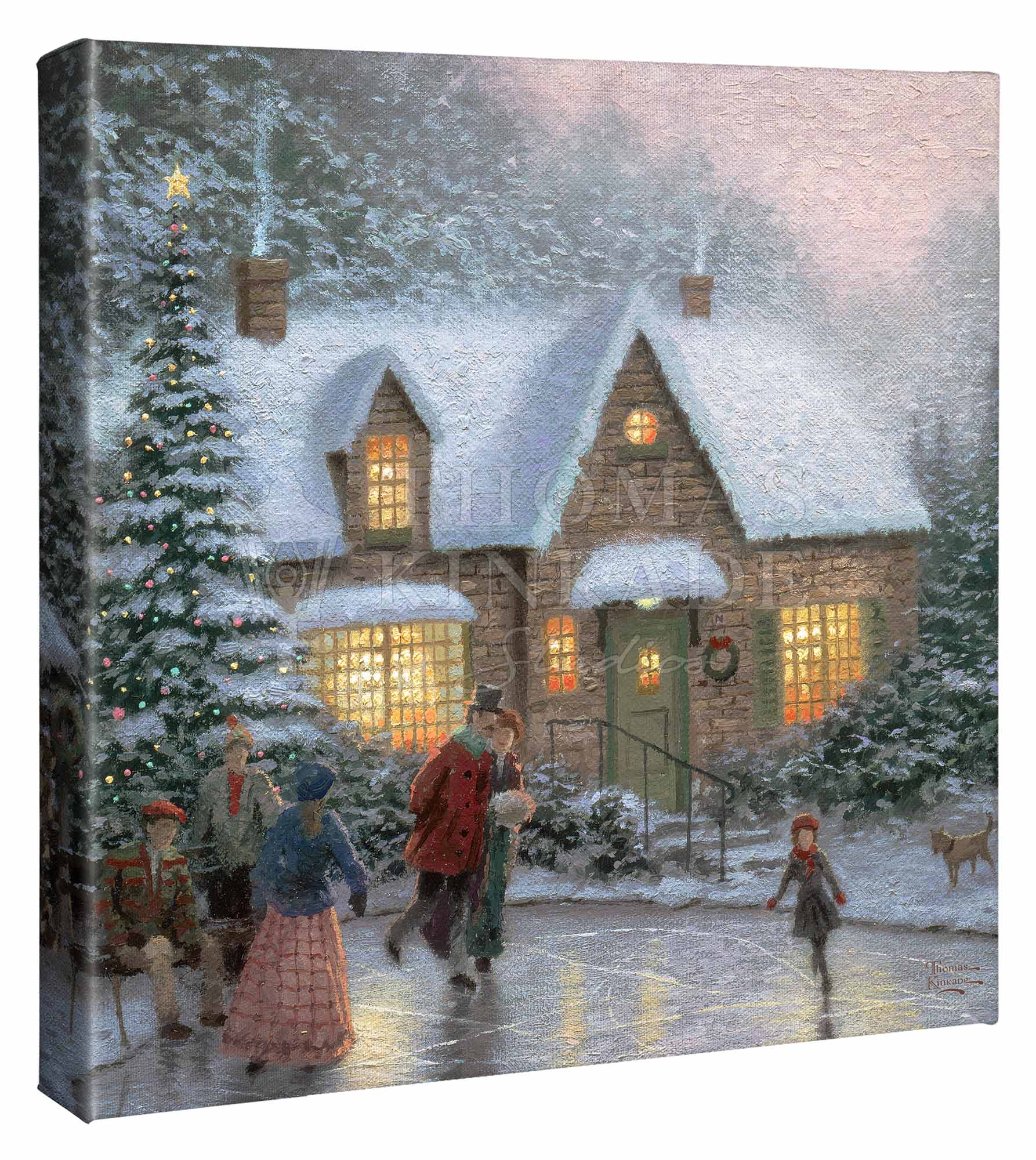 Skater's Pond - 14" X 14" Gallery Wrapped Canvas – Thomas Kinkade Studios