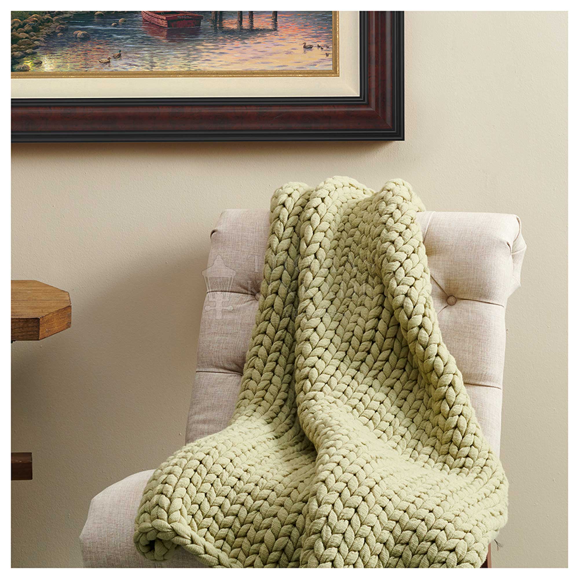 Chunky knit green online throw