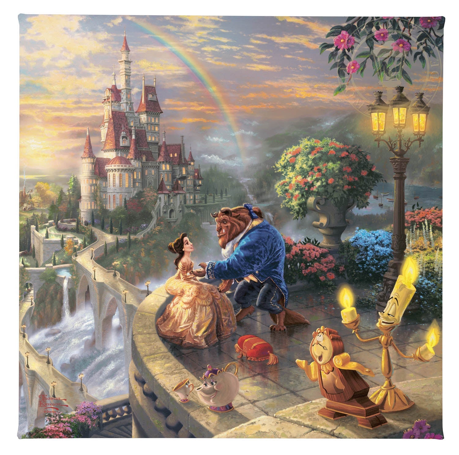 Disney Beauty and the Beast Falling in Love - 14 x 14 Gallery Wrapped  Canvas