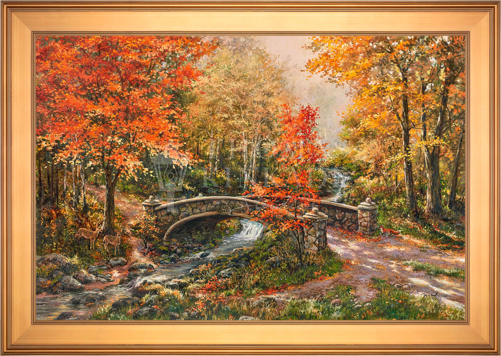 Autumn Forest with Bridge - Original Acrylic Painting online