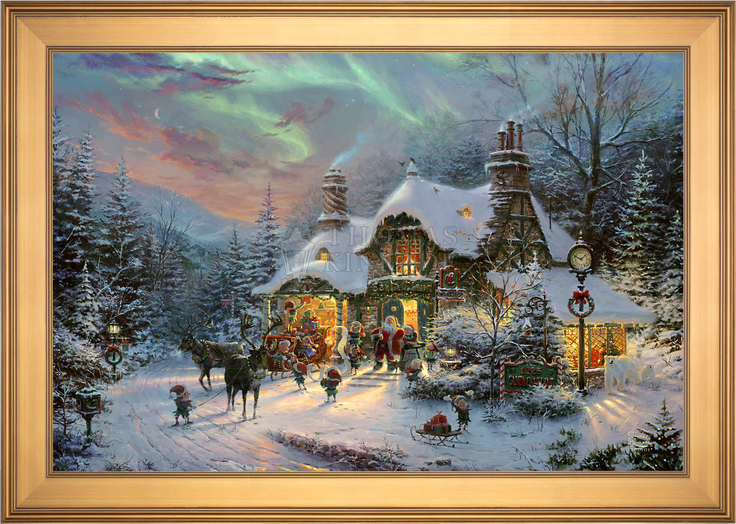 Antique THOMAS KINKADE “The Night Before Christmas“ on sale illuminated canvas