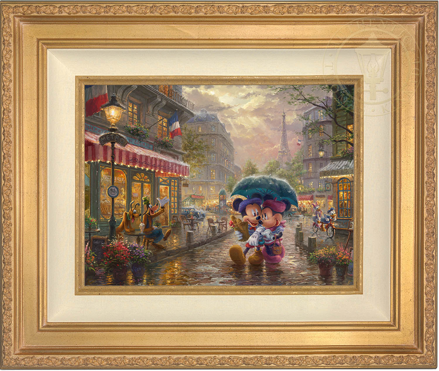 Paris Mickey and Minnie Mouse deals Thomas Kinkade canvas