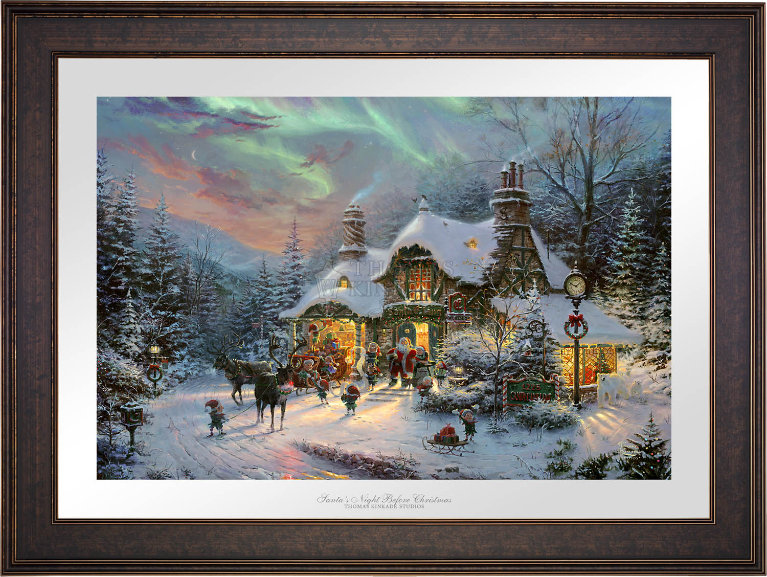 Thomas kinkade sale Twas the night before Christmas Santa sleigh