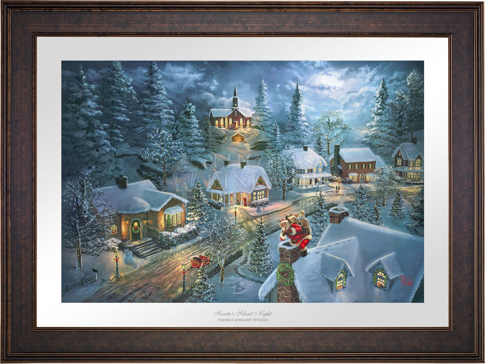 Thomas Kingkade Night Before 2024 Christmas Santa Sleigh Decoration