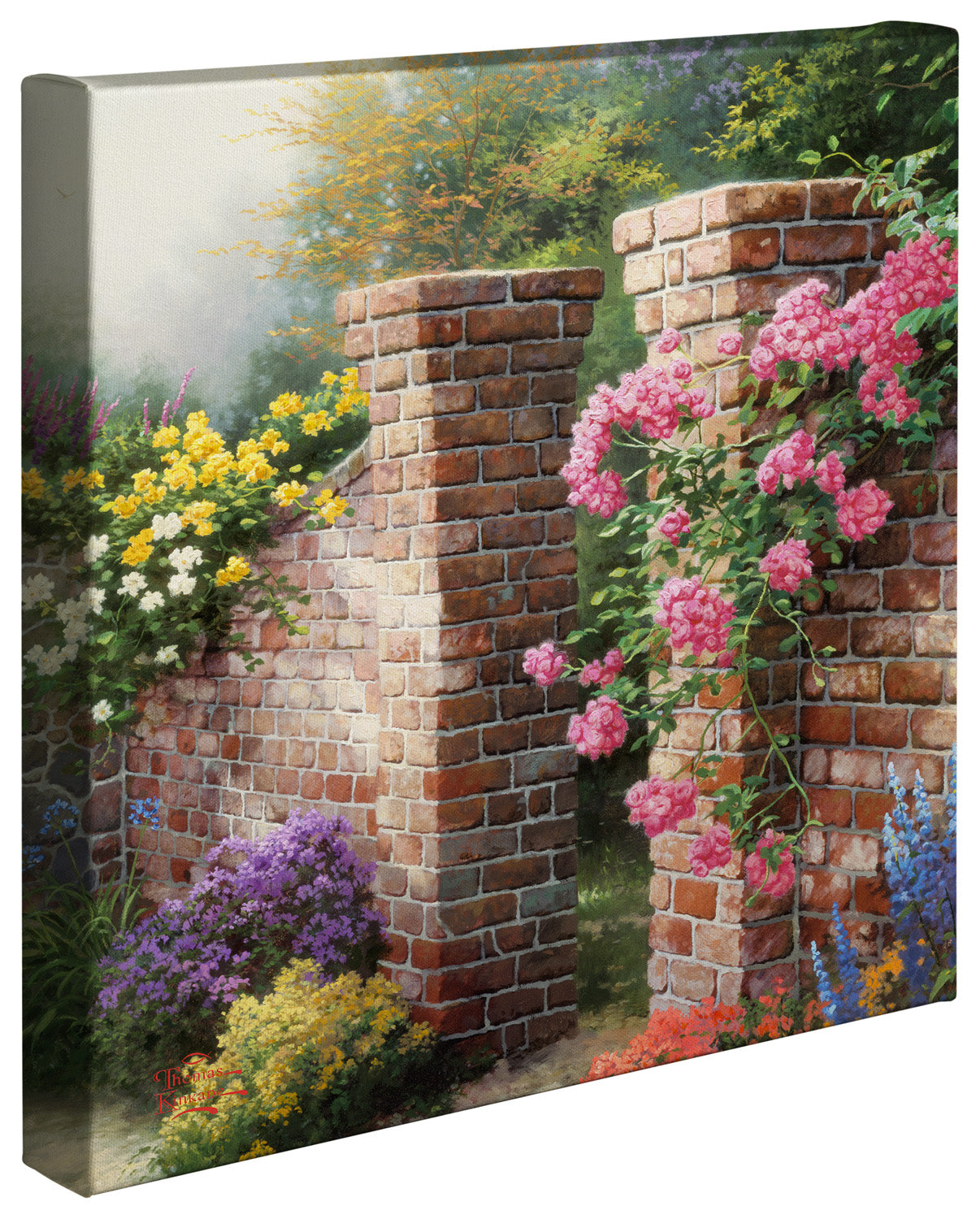 Rosework Framed Canvas Wall Art, 30x40 Inch, 3 Panels Thomas Kinkade Garden  Landscape Oil Painting, Made In USA