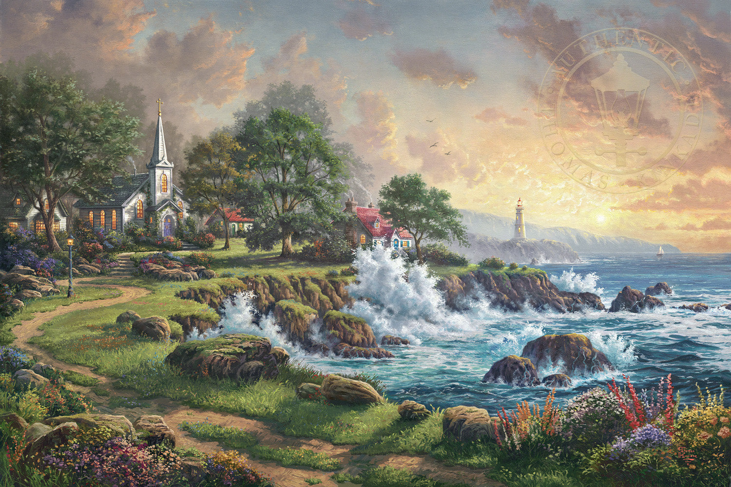 Thomas Kinkade Clearing hotsell Storms from Seaside Memories 16X13 With Frame