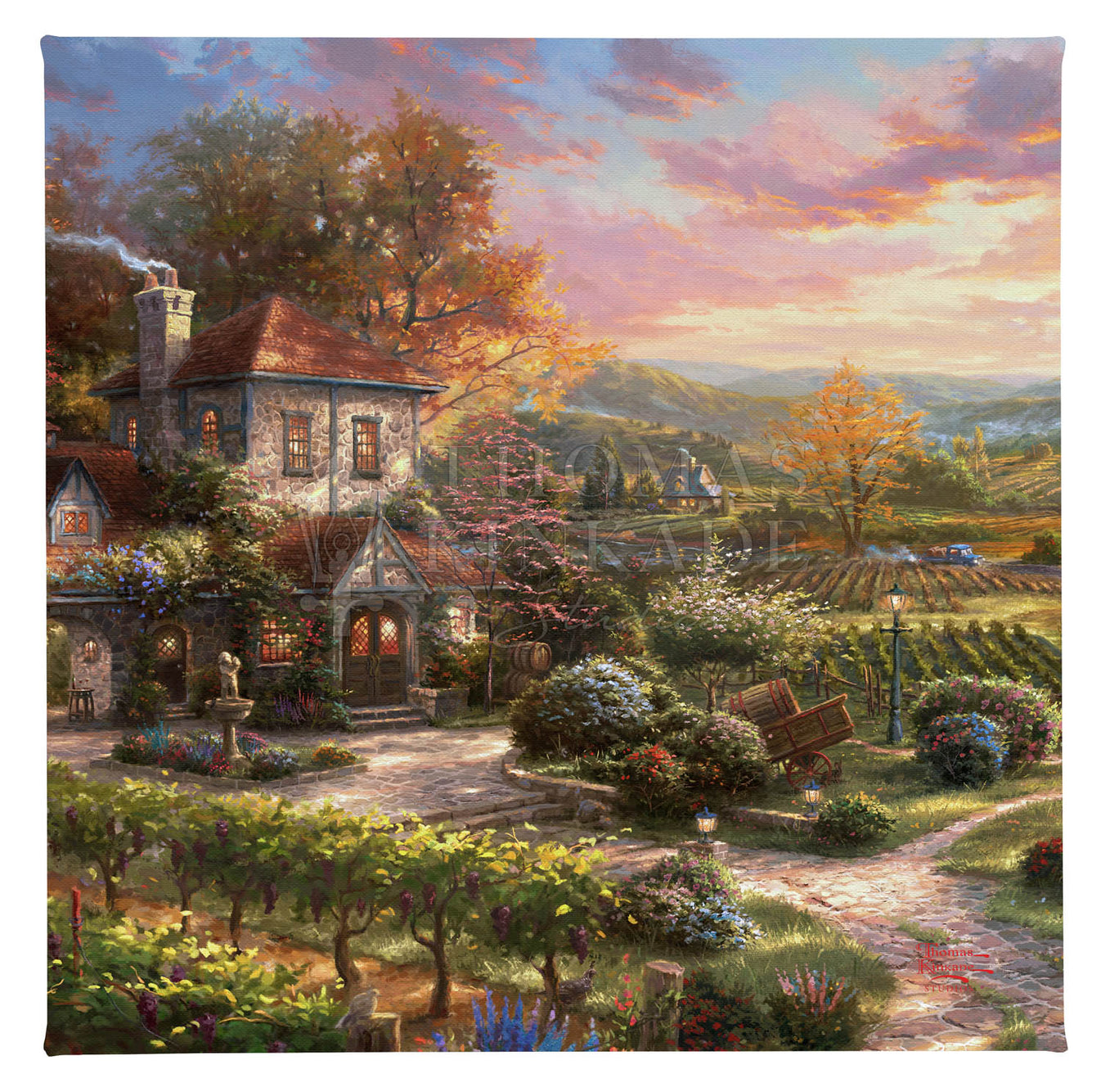 Wine Country Living 14" x 14" Gallery Wrapped Canvas Thomas Kinkade