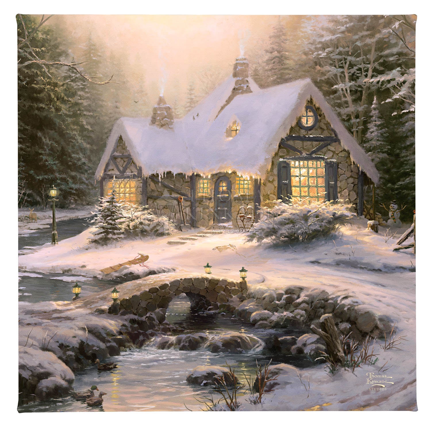 Winter Light Cottage 14 X 14 Gallery Wrapped Canvas Thomas Winter light cottage 14 x 14 gallery wrapped canvas thomas